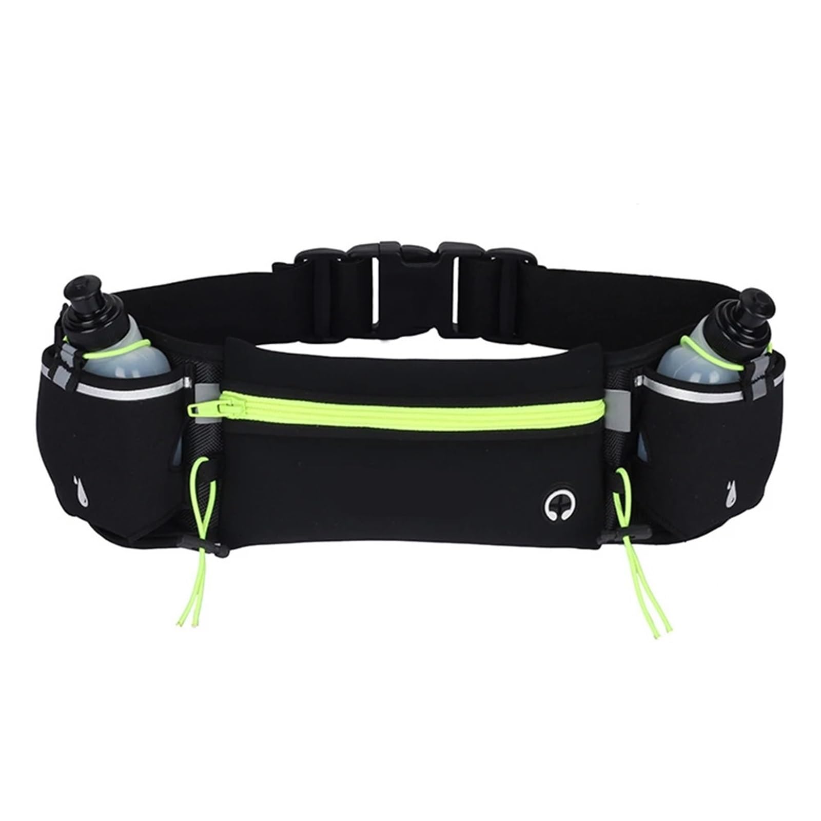 LaufgüRtel Trink-Laufgürtel mit Flaschen, mehrere Taschen, Wasserflaschenhalter, Verstellbarer Riemen, Übungs-Taillentasche for Männer und Frauen(Green)