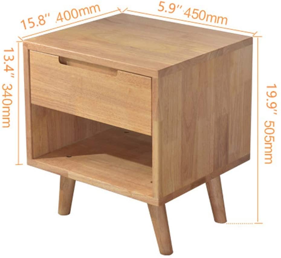 Table d'appoint à 2 niveaux avec grand tiroir de rangement et bois massif