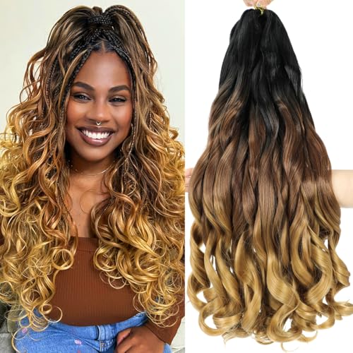 GetMaige French Curly Braiding Hair 8 Packs 30 Inch French Curls for Box Braids 100G/Pack Loose Wave Braiding Hair Synthetic Spanish Curly Hair Extensions for Women(30 Inch 8Packs, 1B/30/27)