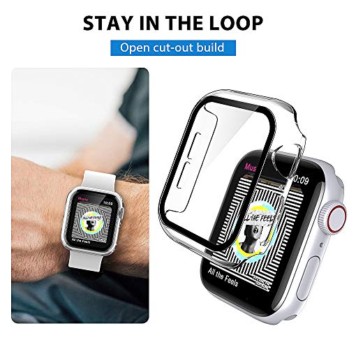 Image of 2 Pack LAŸK Case for Apple Watch 44mm SE /Series 6 /5 /4 Built-in Tempered Glass Screen Protector, All-Around Ultra-Thin Bumper Full Cover Hard PC Protective Case for iWatch 4 /5 /6 /SE 44MM - Clear
