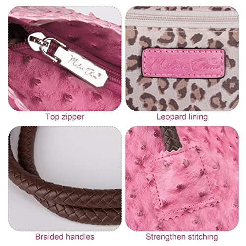 Image of Milan Chiva Tote Bag for Women with Zipper Large Ostrich Vegan Leather Shoulder Purses and Handbags