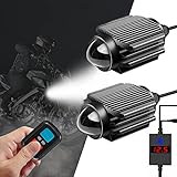 VSYSTO 10 W LED-Motorrad-Fahrlichter, 2 Stück, wasserdichte Zusatzscheinwerfer für Motorräder und Elektrofahrzeuge, DC 12 V bis 24 V, Wiederaufladbar, Fernlicht und Abblendlicht Schaltfunktion