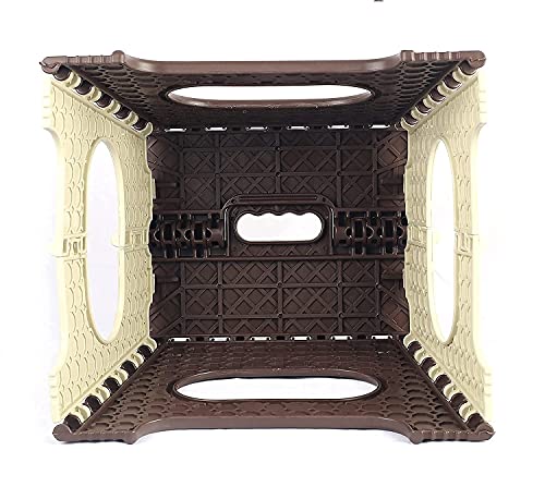 Image of Heavy Duty 12 Inch Folding Step Stool with Carry Handle Anti Slip Surface, Portable Plastic Foldable Camping Stool for Kitchen Bathroom Indoor /Outdoor, 330lbs Load Capacity -Multi Color