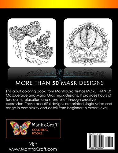 Masquerade Masks: An Adult Coloring Book with Fun and Relaxing Masquerade and Mardi Gras Mask Designs (Coloring Books for Adults) image 4
