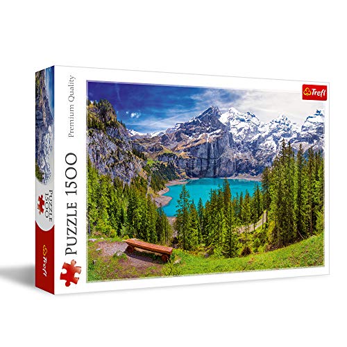 Trefl Lake Oeschinen, Alps, Switzerland 1500 Piece Jigsaw Puzzle Red 33'x23' Print, DIY Puzzle, Creative Fun, Classic Puzzle for Adults and Children from 12 Years Old