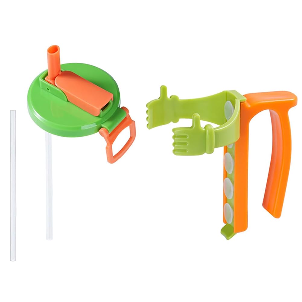 Pytweum 2Pcs Can Covers And Holders With Straw, Soda Can Lids And Holders – 1 Can Covers With Straw + 1 Can Holder With Handle Soda Can Lids And Holders For 12Oz Cans Comfortable Grip, Reusable And Spill-Proo