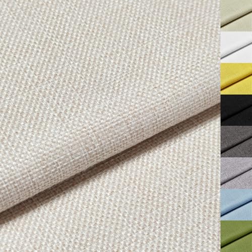 Hengrongshen Tela de Lino Beige Claro 250 x 148 cm, Tela Efecto Lino para Tapizar Sofás y Sillas, Tela de Lino por Metros para Cortinas, Cojines, Manualidades, Costura y Decoración del Hogar