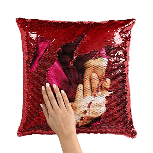 Coussin Sequin Paillettes Rouge Moine Bouddhiste Idée Cadeau Zen - 3