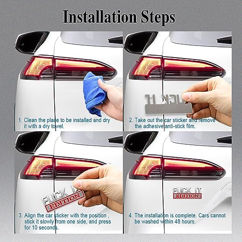 Image of Fuck IT Edition Emblem, Car Exterior Emblems Badge 3D Sticker Decal, Fuck-IT Edition Emblem 3D Fender Badge Decal, 3D Fender Badge Decal Car Truck Replacement, Fit for All Cars (Sliver Red 1)