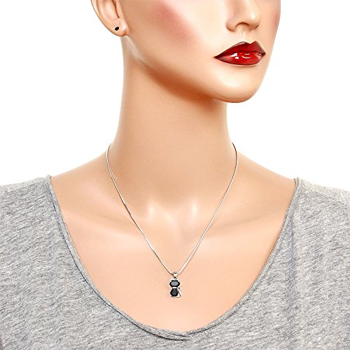 Falari Cat Pendant Necklace Rhinestone Crystal Rhodium High Polished2