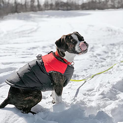 Image of Gooby Padded Vest Dog Jacket - Red, X-Large - Warm Zip Up Vest Fleece Jacket with Dual D Ring Leash Water Resistant for Small to Medium Dogs