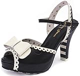 lola ramona schuhe outlet Die Angie Spontaneous Pumps unserer neuen Marke Lola Ramona sind ein traumhafter Hingucker im 50er Jahre Stil und dazu noch super bequem - der perfekte Schuh für ein authentisches Retro Outfit! Nostalgisch angehauchte Slingpumps mit verstellbarem Knöchelriemchen für besseren Halt Außenmaterial sowie Futter sind aus schwarzem Leder mit eingeprägten, großen Polka Dots Vorne offen - klassischer Peeptoe Cremeweiße Zierborten mit Lochmuster und eine Schleife aus Leder sorgen für einen tollen