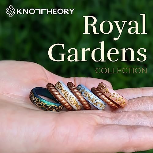 Knot Theory Filigree and Laurel Leaf Silicone Ring Gold Inlay Engraved Silicone Wedding Band, for Sports Activities, Breathable Comfort Fit2