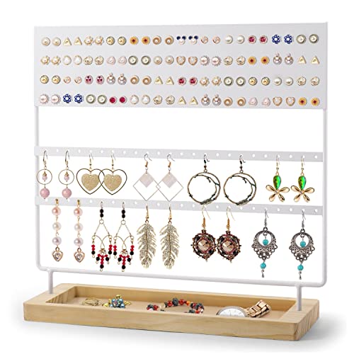 Flexzion Earring Holder Organizer, Earring Hanger Rack Display Stand, Metal Jewelry Tower, Dangle and Hoop Earring Stand