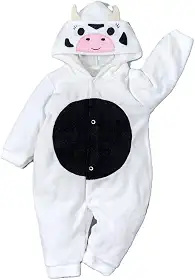 Conjunto Macacão Bebê Plush com Pantufa Lúdica – Gatinha, Porquinha, Vaquinha, Dino, Leão ou Cachorrinho – Fantasia Bordada 3D – Menino e Menina, de 0 a 12 Meses