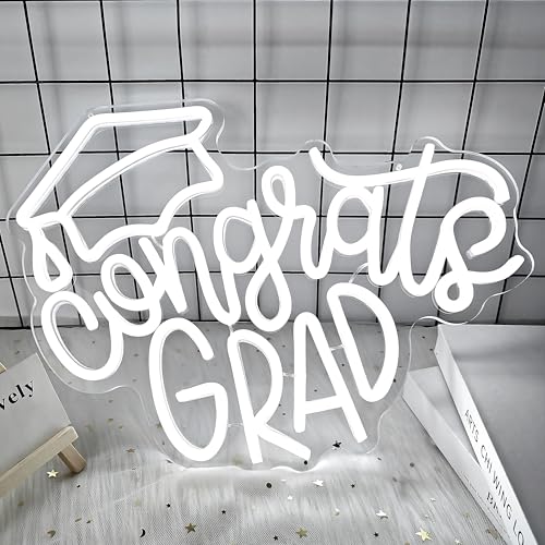 Image of Congrats Grad Neon Sign for Wall Decor Graduation Neon Led Sign Dimmable Graduation Light Up Sign for Backdrop Congrats Neon Light Sign for Class Of 2026 Party Dorm Celebration Gifts