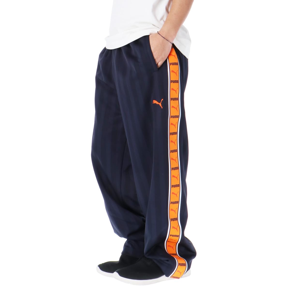 【新品タグ付き】PUMA プーマ ジャージ パンツ Sサイズ 紺／黄 未使用に近い】PUMA プーマ ジャージ パンツ Sサイズ 紺／黄