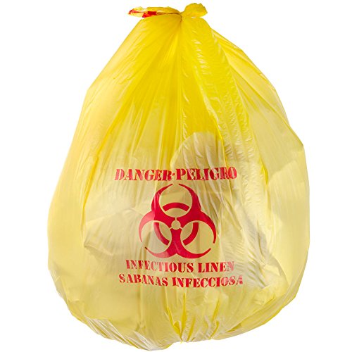 Yellow Infectious Linen High Density Isolation Medical Waste Bag/Biohazard Bag 17 Microns - 200/Case 44 Gallon 37" X 50"