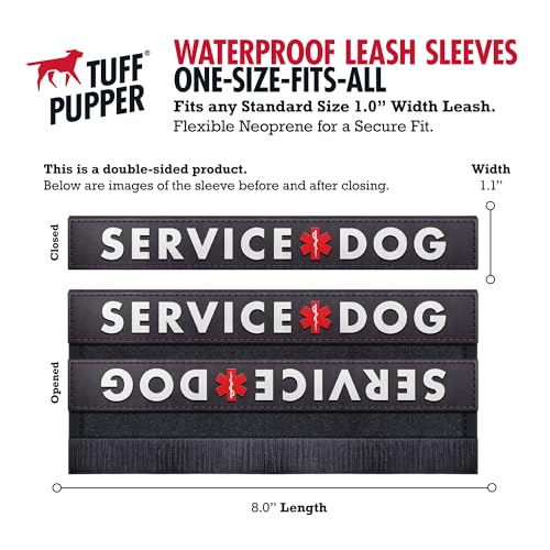 Waterproof Dog Leash Sleeve, Service Dog Dual-Sided Message Wrap, 1-Pack