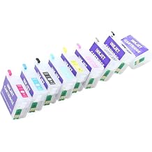 9pcs 30ml T157 T1571-T1579 Refillable Ink Cartridges with Auto Reset Chips Compatible with Stylus Photo R3000 Printer