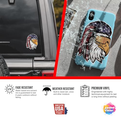 Image of Mullet Eagles Stickers (2 Pc) - Strong Adhesive Waterproof American Flag Eagle Decal Sticker - No Fade, Used for Bumper, Window, Laptop, RV, Water Bottle, Truck, Car, Phone Case