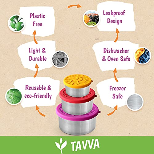 Tavva Bundle Snack Stainless Steel Food Containers [Set Of 3] Earth Stainless Steel Food Containers [Set Of 5] #TOP3