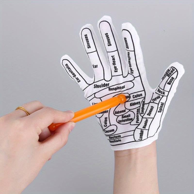 Image of AARUX Acupressure Point Massage Hand Gloves For Women & Men, Hands Massage Spa Gloves With Tools Stick, Reflexology Graphic Prints Massage Gloves For Women And Men To Body Pain Relieve