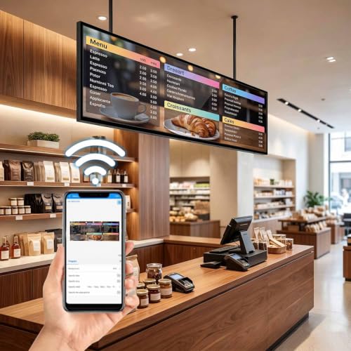 Image of Digital Signage Bar Display LCD Commercial Advertising Touch Screen | 1920x540 IPS,USB Programmable Sign Outdoor /Indoor Texts Images Videos for Store,Shop,Retail, Business, Elevator, Home Decor