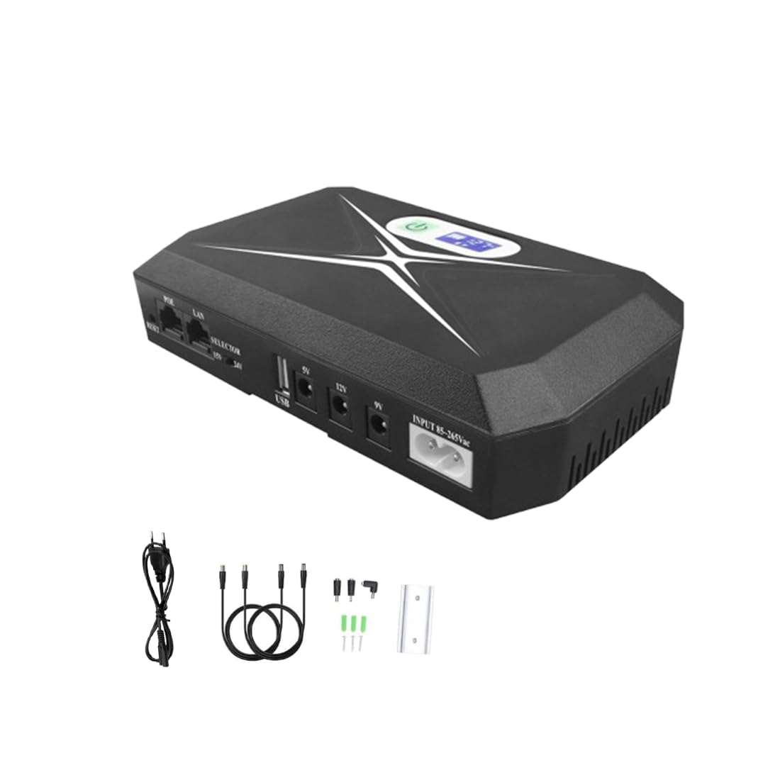 Mini UPS Batteria di Backup per Router con POE | 10400mAh, Uscita USB 5V/2A, DC 5V/9V/12V 2A, Per Modem, Telecamere di Sicurezza, Smartphone