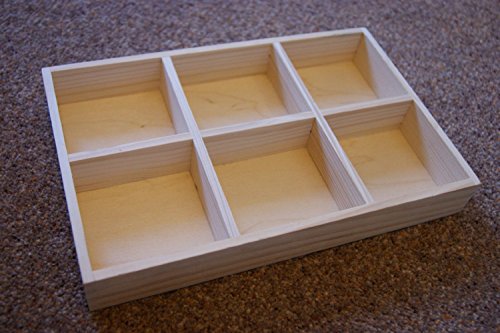 ARTICLE NEUF !Plateau en bois 6 compartiments, 27,5 x 18 cm.