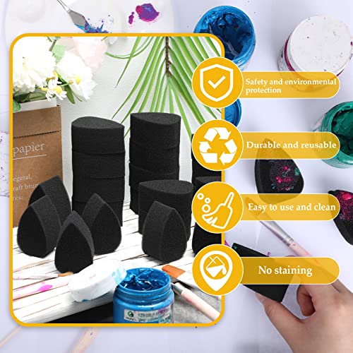 24 Pcs Face Paint Sponge Petal Face Painting Sponges High Density Face Painting Supplies For Kids Adults Art Work Makeup Body Paint (Black, Oval) #TOP5
