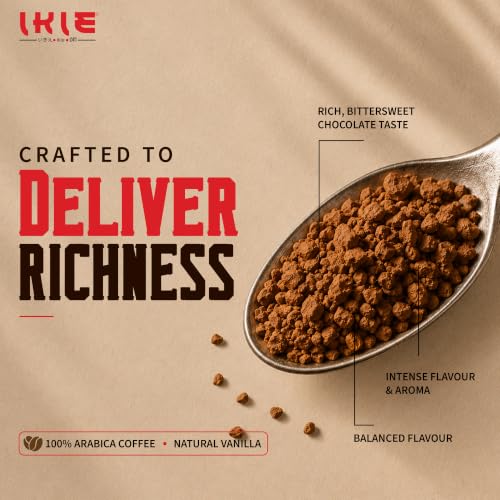 Image of IKIE French Vanilla Instant Coffee Powder 100g | 100% Arabica | Rich Creamy Vanilla Flavour | No Chicory | 50 Cups | Cafe Style Coffee in seconds