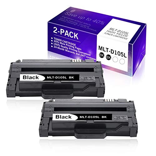 2 Pack D105L MLT-D105L MLTD105L D105S MLT-D105S Toner Cartridge Compatible for Samsung ML-2525 ML-2525W SCX-4600 SCX-4623F SF-650 SF-650P ML-1910 SCX-4623FW SCX-4623FN ML-2580N ML-2540 Laser Printer