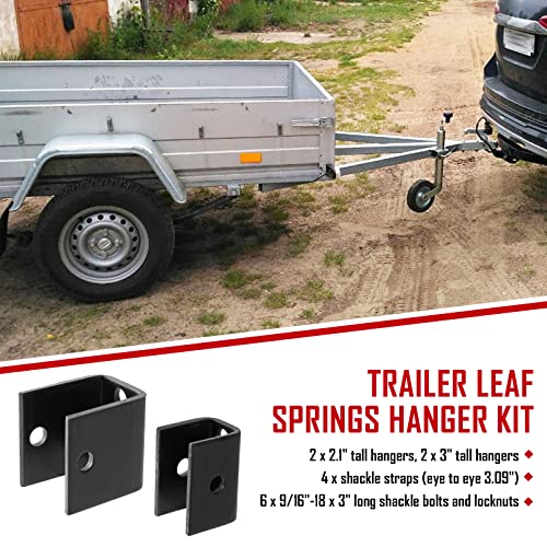 Sparkwhiz Trailer Leaf Springs Hanger Kit For Double Eye Springs Single Axle Suspension (2,000-7,000 Lb Axles) #TOP3