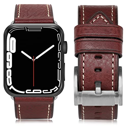 Image of HUAFIY Compatible for Apple Watch Bands 42mm 44mm45mm46mm 49mm 38mm 40mm41mm, Genuine Leather Band Strap for iWatch Series 11 /10 /9 /8,7,6,5,4,3,2,1, Ultra3 2 1