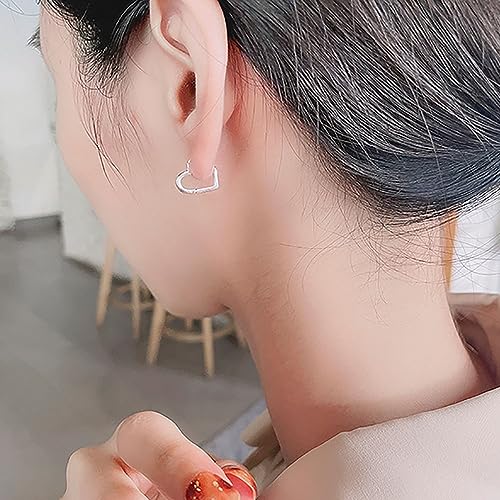 Lllunimon Brincos de argola, prata esterlina 925, brincos de coração minimalistas, joias de presente