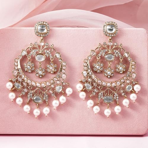 Image of Rubans Chandbali Earrings Gold Plated Kundan Jewellery Gift for Women & Girls