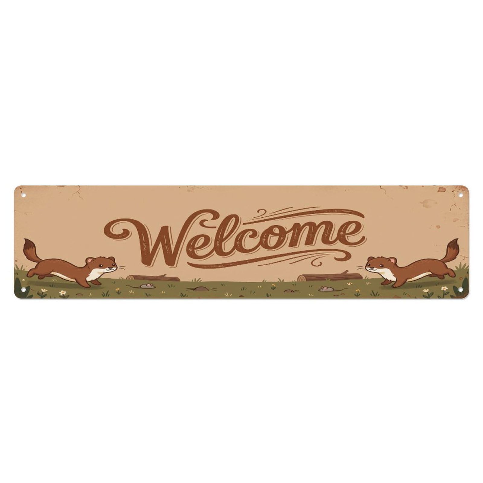Cxhjca 4X16inch(10X40cm) Vintage Welcome Weasel Quick Metal Tin Sign