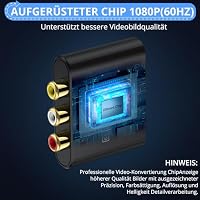 CAMWAY RCA zu HDMI Konverter, verbessertem Chip-Höhere Bildqualität, 16:9/4:3 Konvertierung 1080P AV zu HDMI Adapter Composite CVBS Video Audio Unterstützt PAL/NTSC für Wii/PS1/PS2/N64/Xbox/DVD/VCR – Ansicht 3