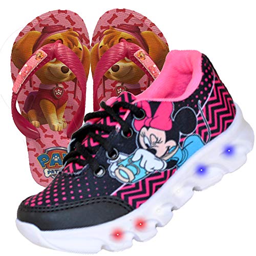 Tenis Feminino De Led Infantil Minnie Mouse Disney Chinelo Cor:Preto;Tamanho:32