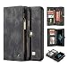 iPhone Max Wallet Case,AKHVRS Handmade Premium Cowhide Leather Wallet Case,Zipper Wallet Case Detachable Magnetic Case & 11 Card Slots [Magnetic Closure] for 6.5 Inch iPhone Case Black