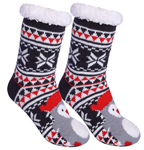 LINEMIN Girls Boys Warm Slipper Socks Child Cozy Soft Fleece Lined Thick Sherpa Winter Indoor Christmas Socks