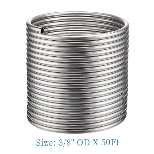 Vigorous 3/8" X 50 FT Food Grade 304 Stainless Steel Coil, Water Chiller For Ice Bath Beer Brewing Tubing Coil thumb #1