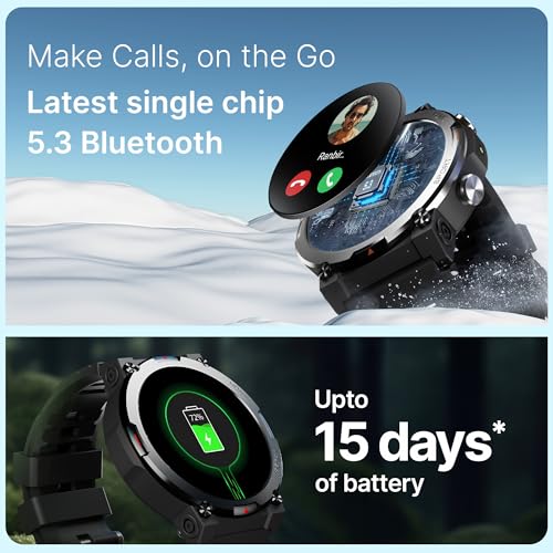 Image of CrossBeats Everest 2.0 2026 Smart Watch for Men 1.43 inch True AMOLED, Always ON Display Bluetooth Calling Rugged Outdoor Flash Light Upto 15 Days Battery Life Smartwatch 100+ Sports Mode (Gray)