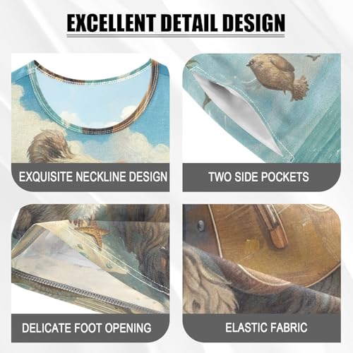 ALAZA Bear Play Music on The Summer Beach Pajama Set Short Sleeve Sleepwear Soft Lounge Nightwear4