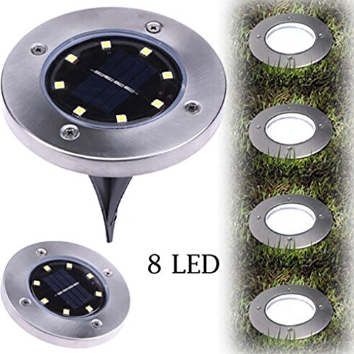 VIASA 8 LED Solar Power Buried Light Ground Lamp Outdoor Path Way Garden Decking (Cool White)