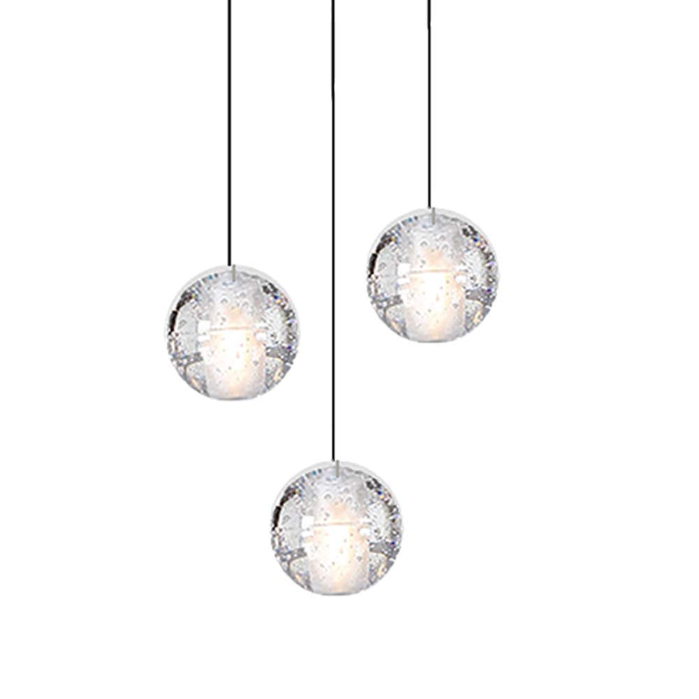 Lámpara de techo esférica K9 ajustable con 3 luces G4 para escaleras