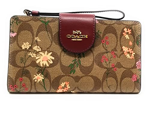 Coach Women's Tech Wallet In Colorblock Signature Canvas (Wildflower Print - Khaki Multi) #TOP18