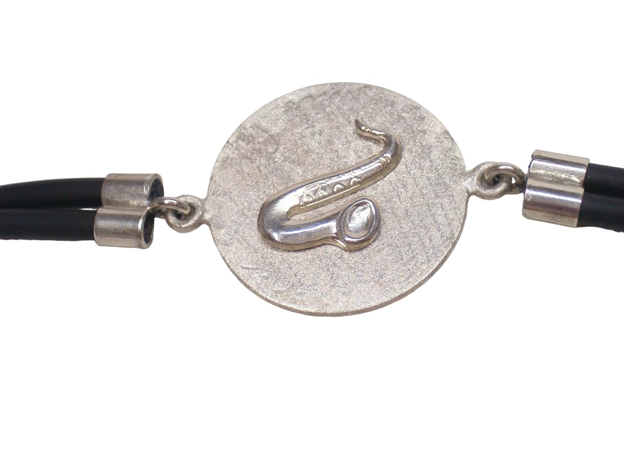 Sassofono : Braccialetto in Argento 925 e Caucciù - Bracciale - Sax - Musica - Musicista - Sassofonista