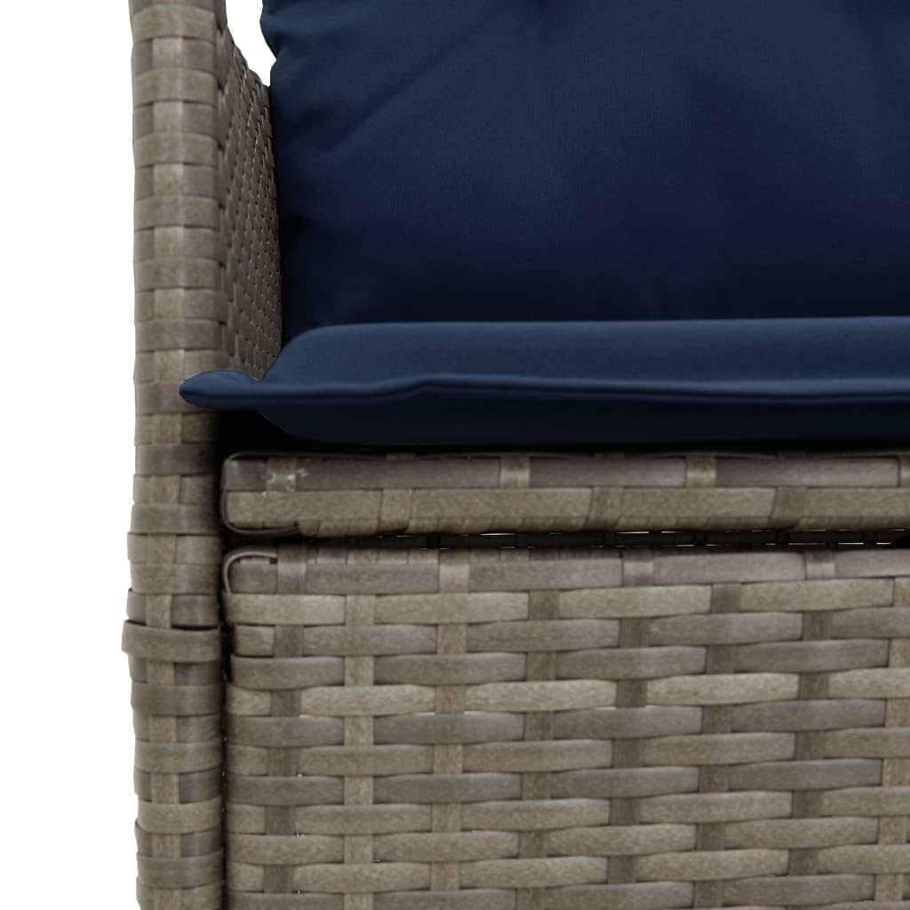 Set da Bistrot 3 pz in Rattan PE Grigio con Sedie Reclinabili | Arredo pieghevole e reclinabile con tavolino coordinato, ideale per momenti di relax in giardino, balcone e terrazzo.